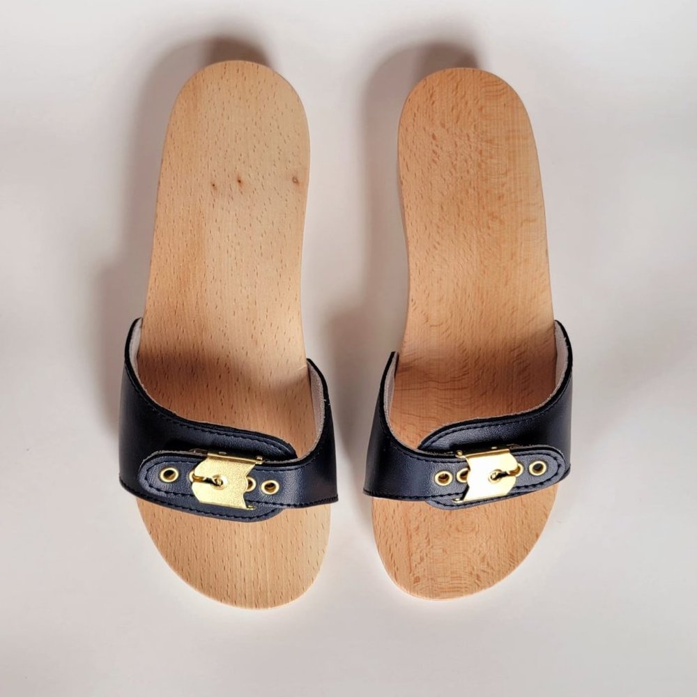 Dr Scholls style wooden clogs - Picture 3 of 16